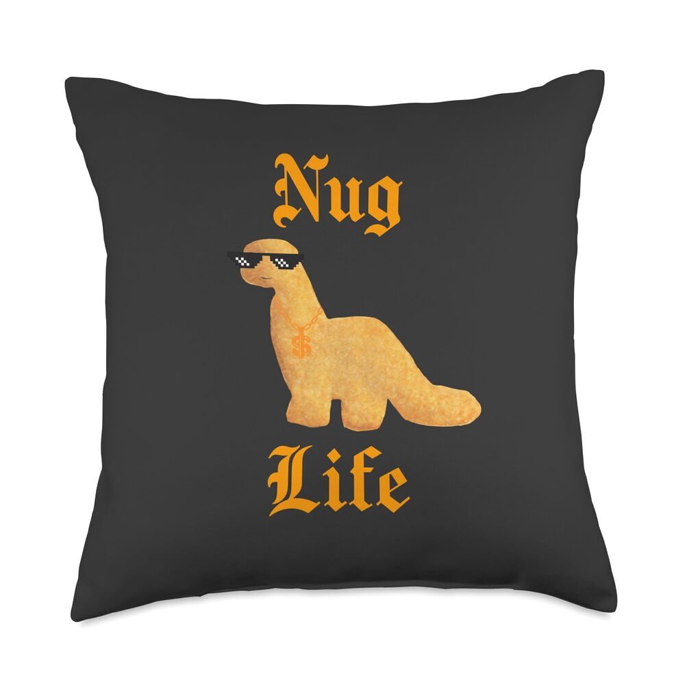 9327 Nug Life Dino Nuggs Dino Chicken Nuggets Dinosaur Nugget Throw Pillow